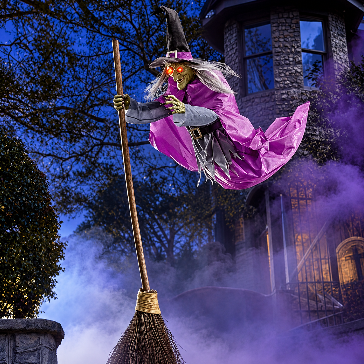 6-Foot Halloween Witch Decoration Scary Flying Outdoor Prop
