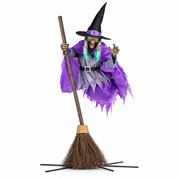6-Foot Halloween Witch Decoration Scary Flying Outdoor Prop