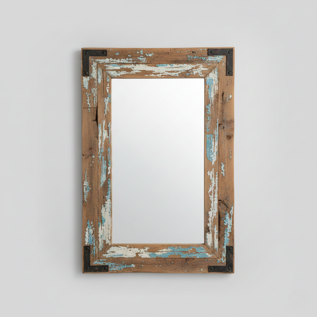 Distressed Wood Frame Mirror