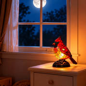 Cardinal Table Lamp Stained Glass Bird Design Home Décor