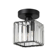 Ceiling Light Glass Shade Modern Clear Striped Flush Mount Lamp