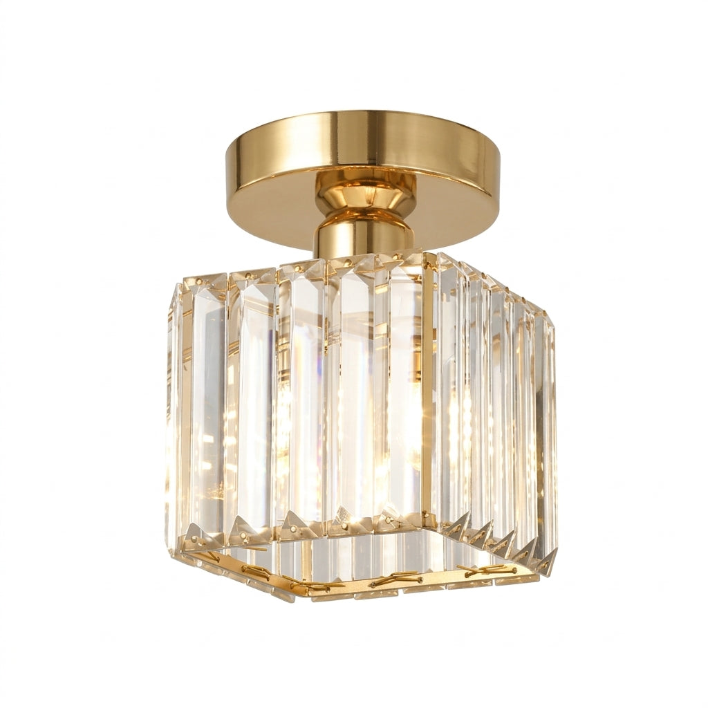 Ceiling Light Glass Shade Modern Clear Striped Flush Mount Lamp