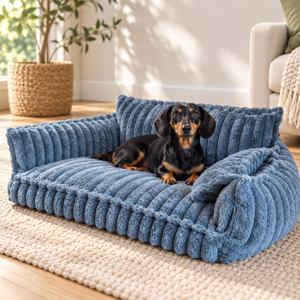 Dog Sofa Bed Washable Plush Pet Couch Comfort