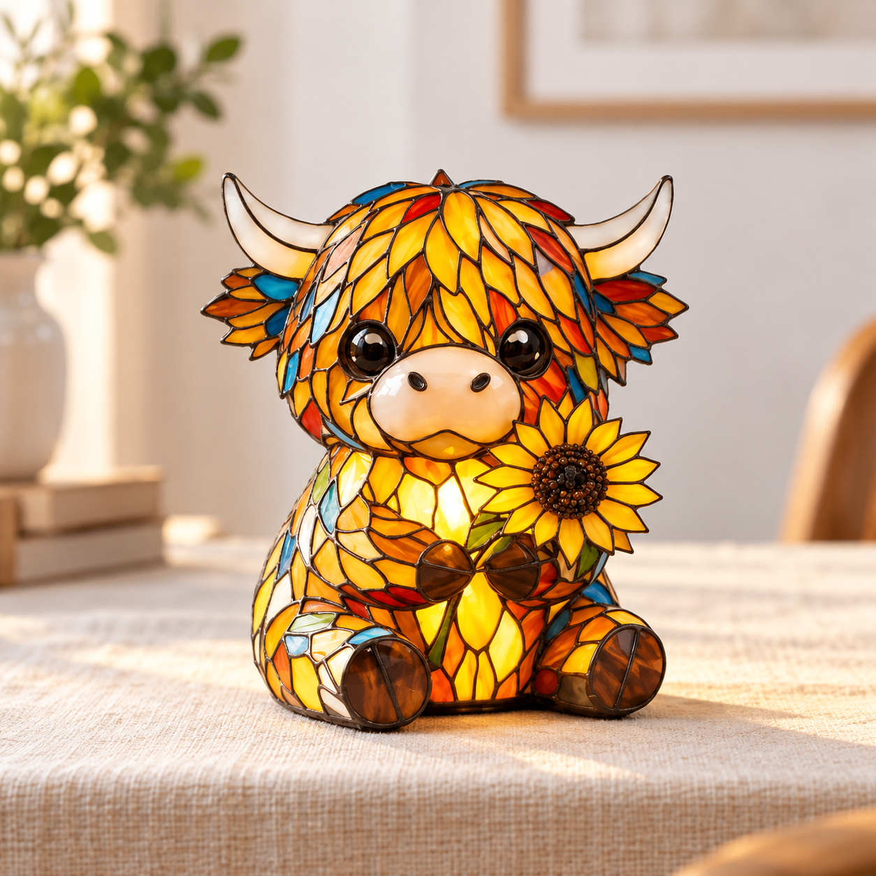 Glow the Dark Cow Night Light Floral Design Room