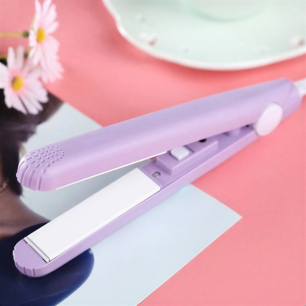 Mini Hair Straightener and Curling Iron 2-In-1 Cera-Mic Ceramic Tool