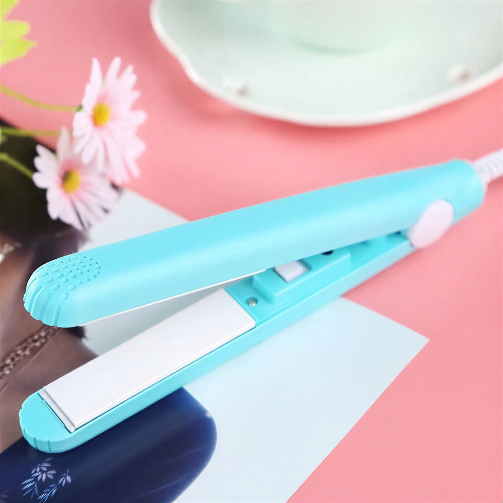 Mini Hair Straightener and Curling Iron 2-In-1 Cera-Mic Ceramic Tool