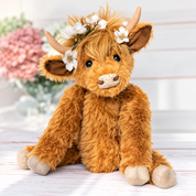 Highland Cow Plush Toy Flowers Soft Stuffed Animal Decor