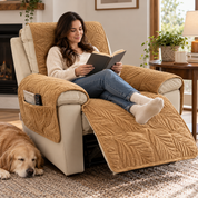 Leaf Pattern Recliner Cover Quilted Sofa Protector Living Room