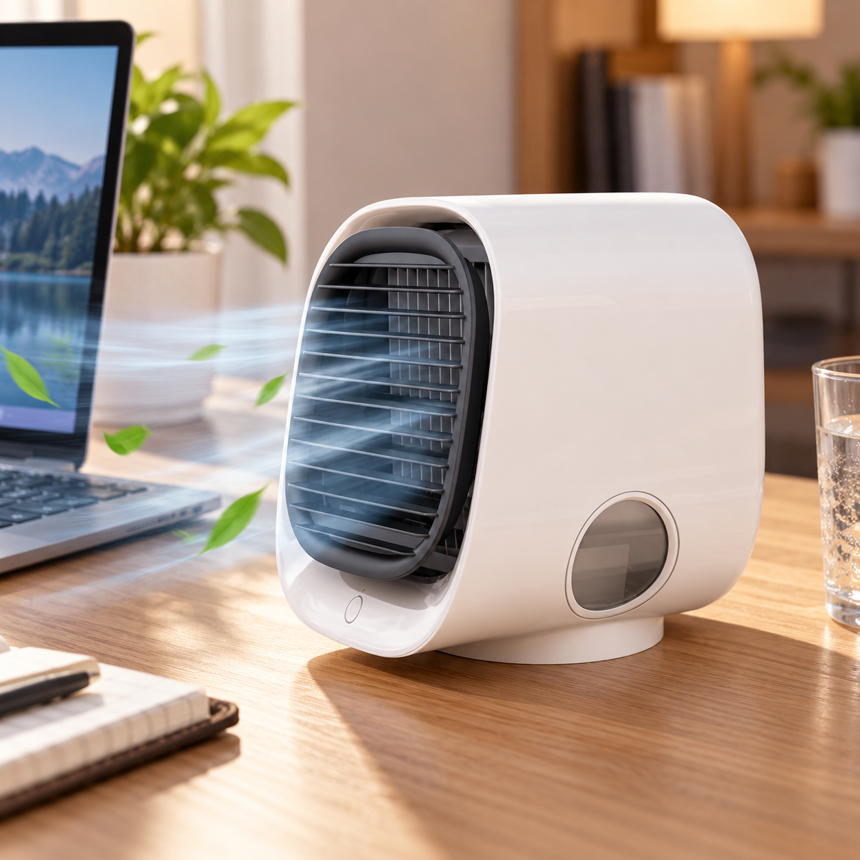 Portable Air Cooler Humidifier USB-C 3-Speed Tabletop Fan