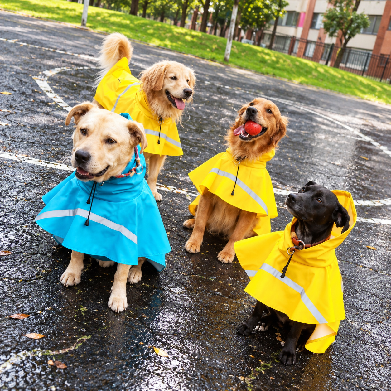 Reflective Dog Raincoat Hood Outdoor Protection
