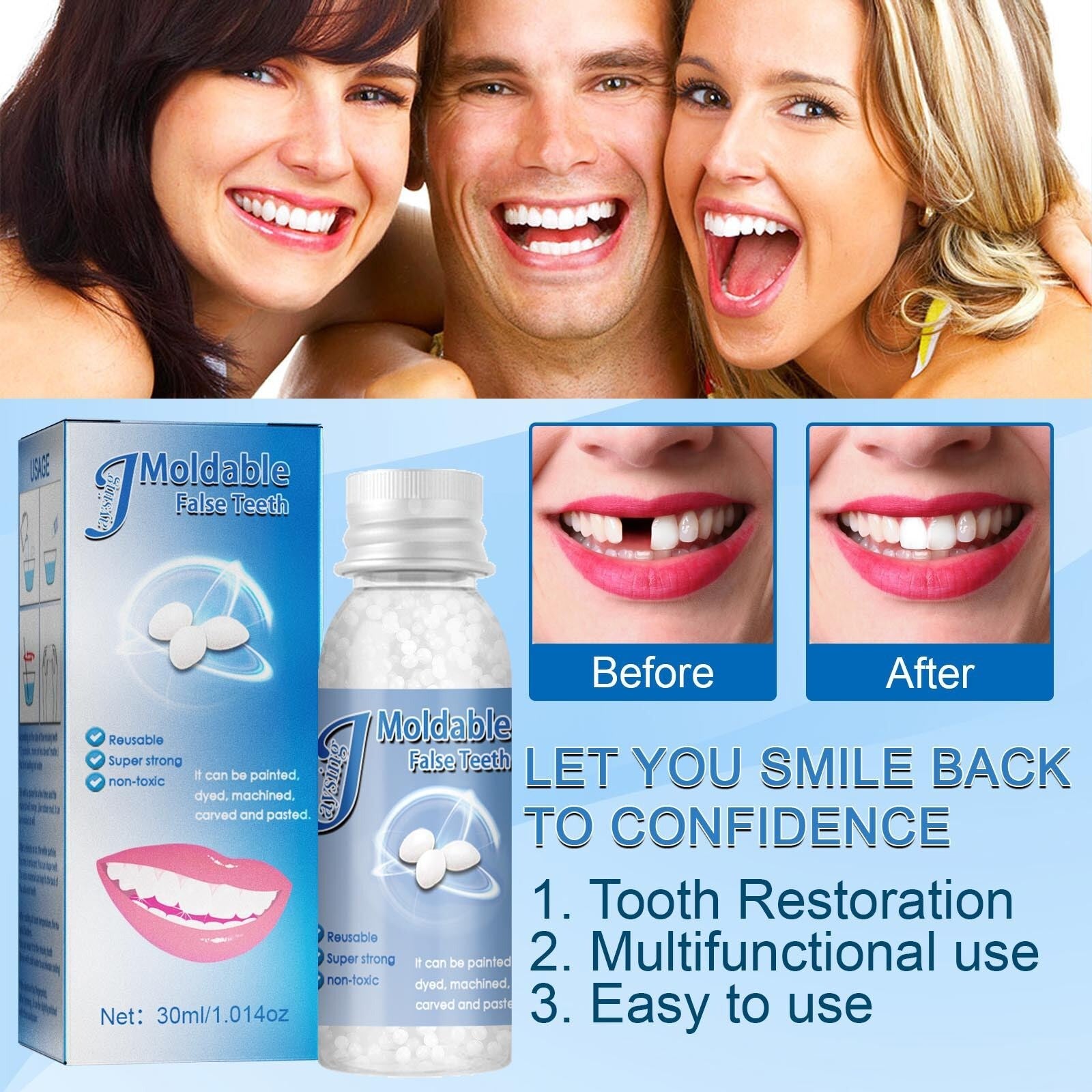 Temporary Tooth Filling Kit Moldable Cosmetic Tooth Beads