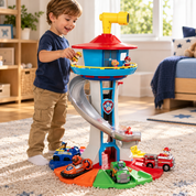 Toy Car Track Spiral Ramp Tower Playset 6 Vehicles