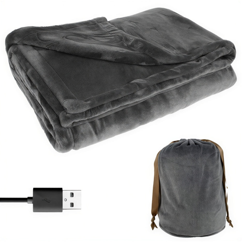 USB Heated Blanket Throw Soft Fleece Portable Cordless Design