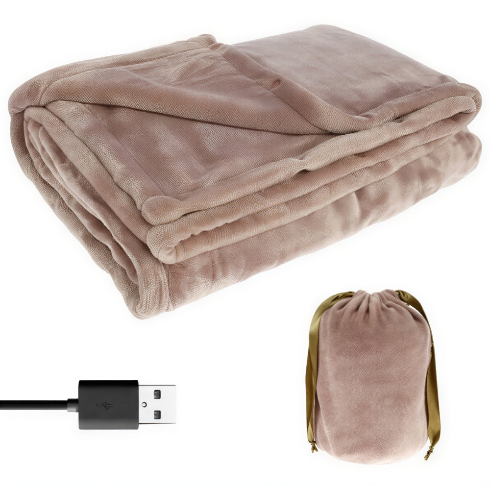 USB Heated Blanket Throw Soft Fleece Portable Cordless Design