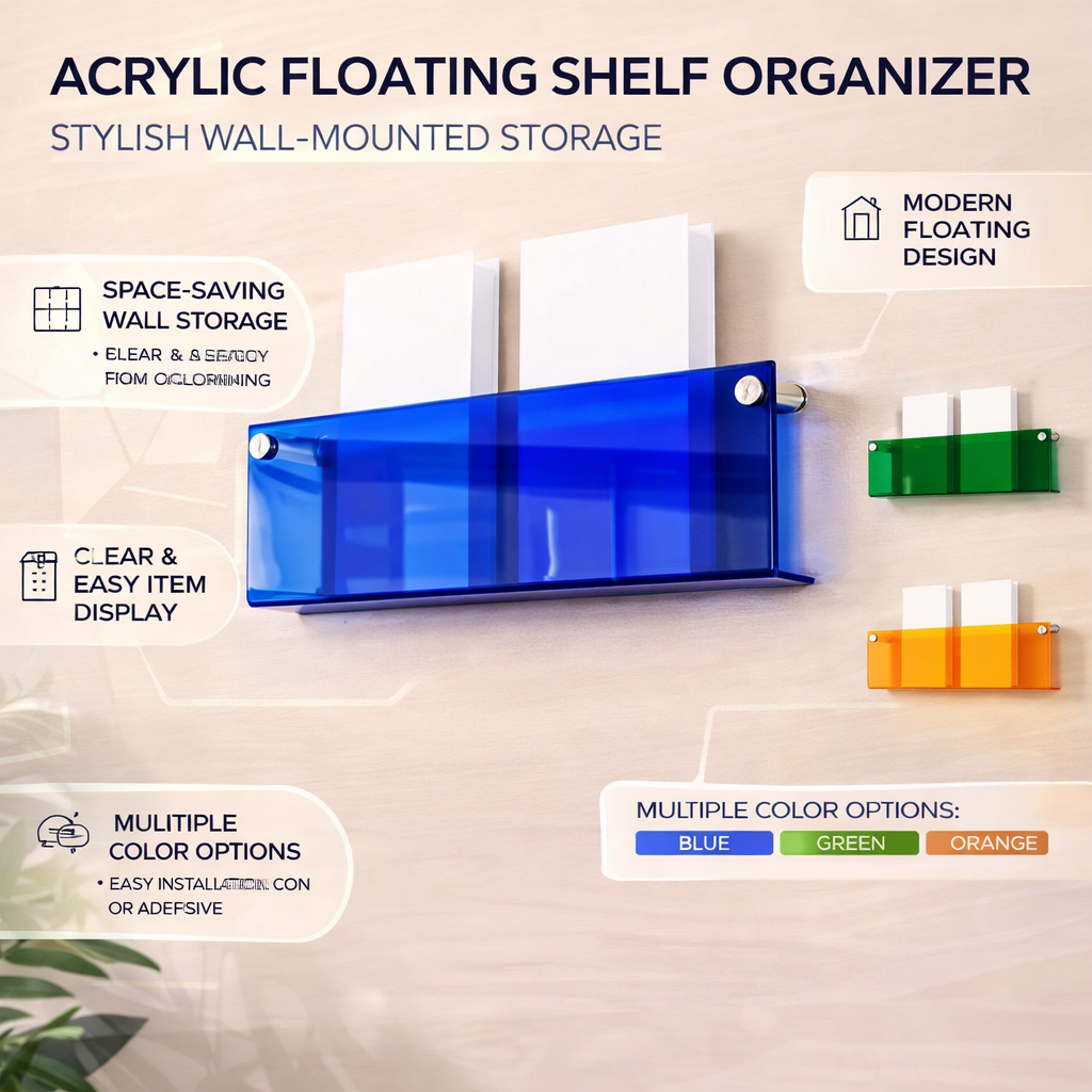 Acrylic Wall Shelf Floating Storage Modern Design - Image 4