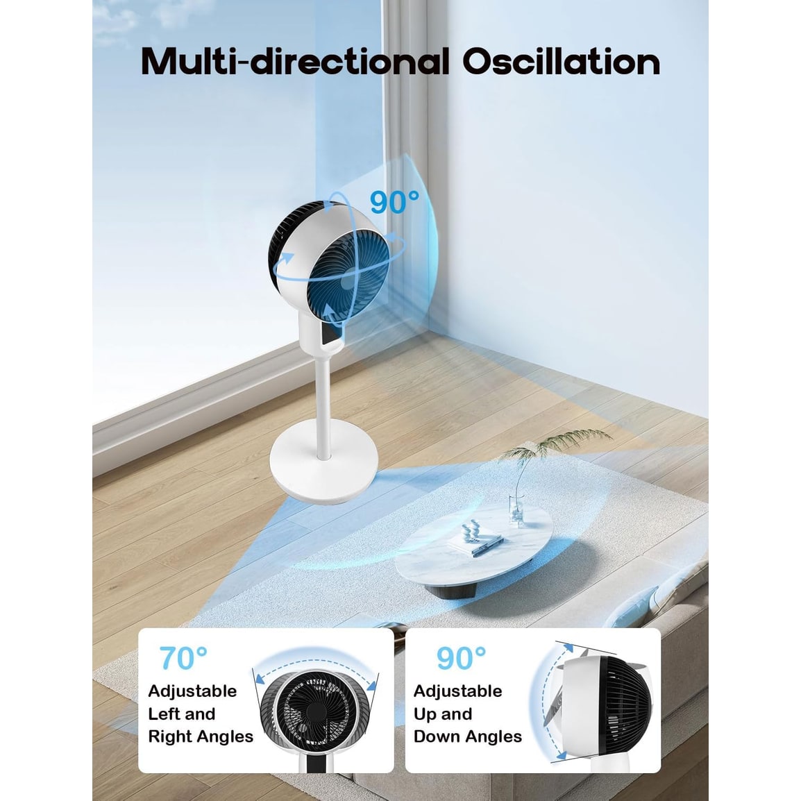 Adjustable Pedestal Fan 3D Oscillation Home Comfort - Image 3