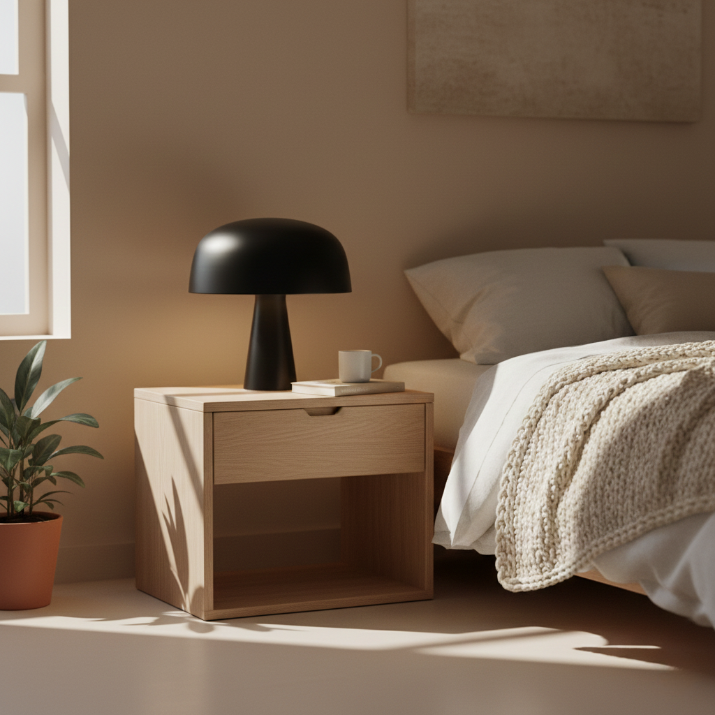 Minimalist Black Mushroom Lamp