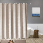 Bohemian Linen Shower Curtain Tassels and Design - Image 2