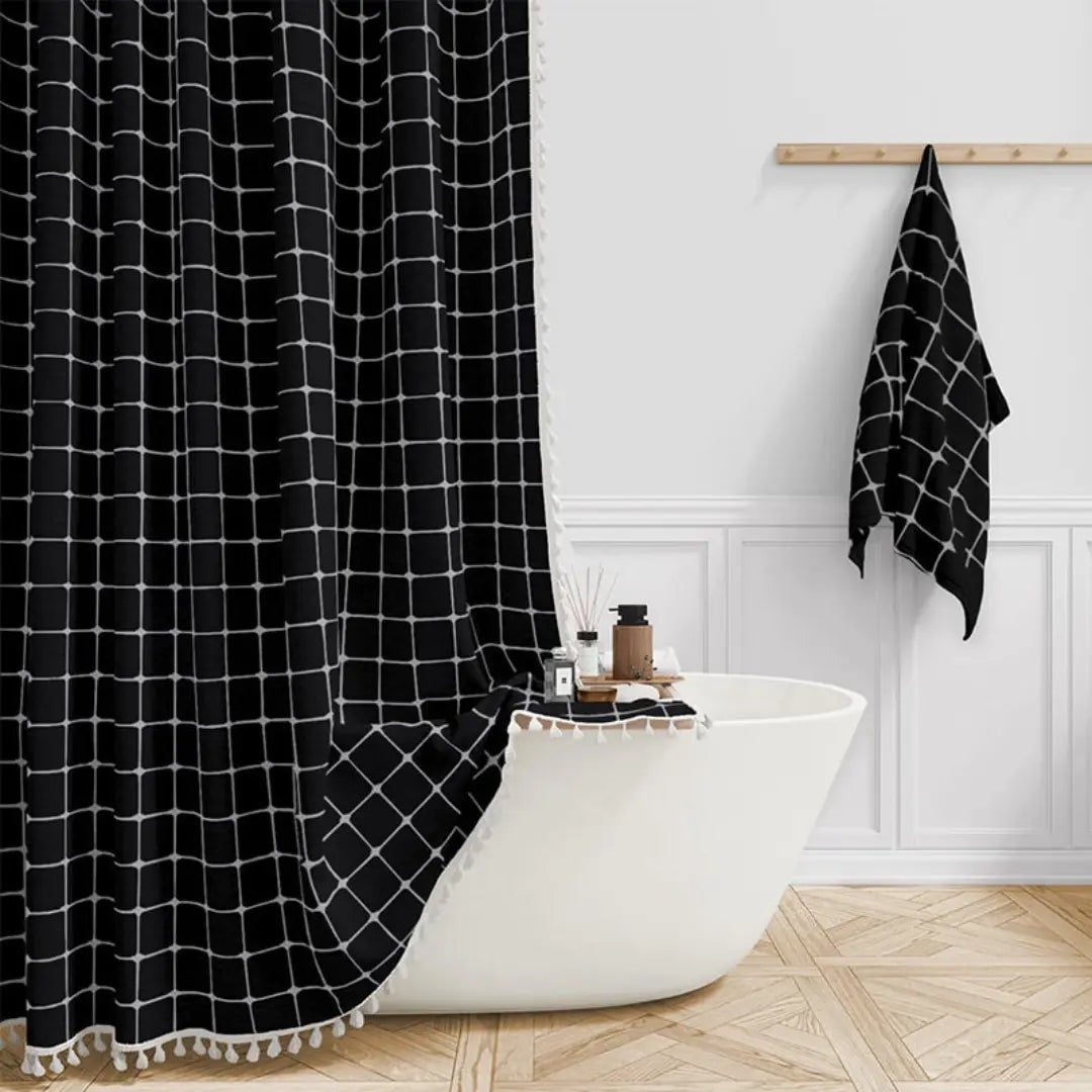 Bohemian Linen Shower Curtain Tassels and Design - Image 4