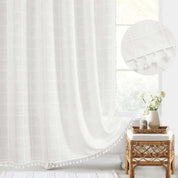 Bohemian Linen Shower Curtain Tassels and Design - Image 5
