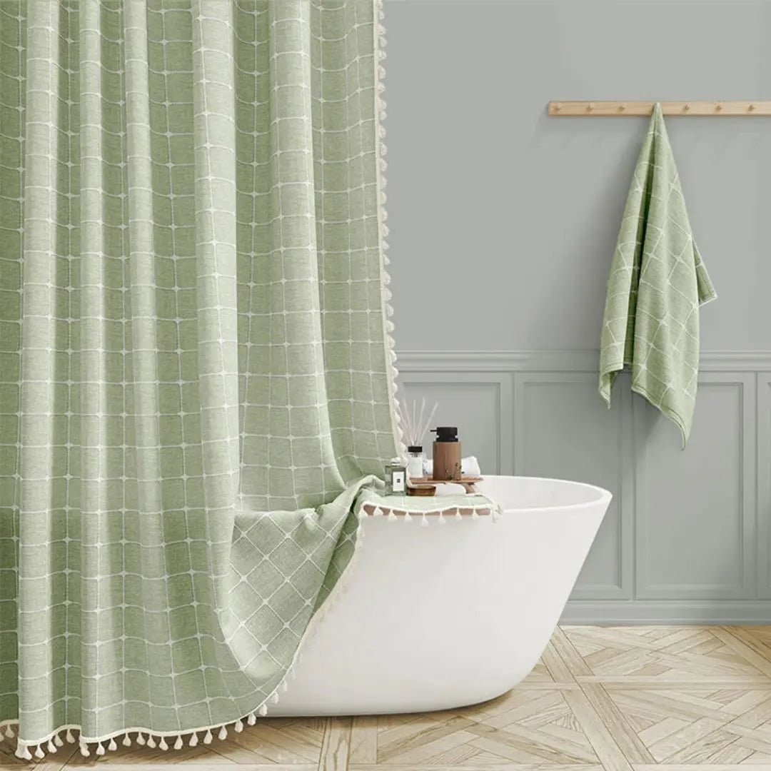 Bohemian Linen Shower Curtain Tassels and Design - Image 6