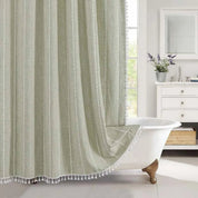 Bohemian Linen Shower Curtain Tassels and Design - Image 8