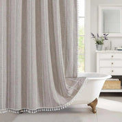 Bohemian Linen Shower Curtain Tassels and Design - Image 9
