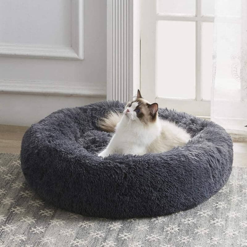 Cat Bed Soft Plush Round Pet Bed Comfort and Calm - Image 2
