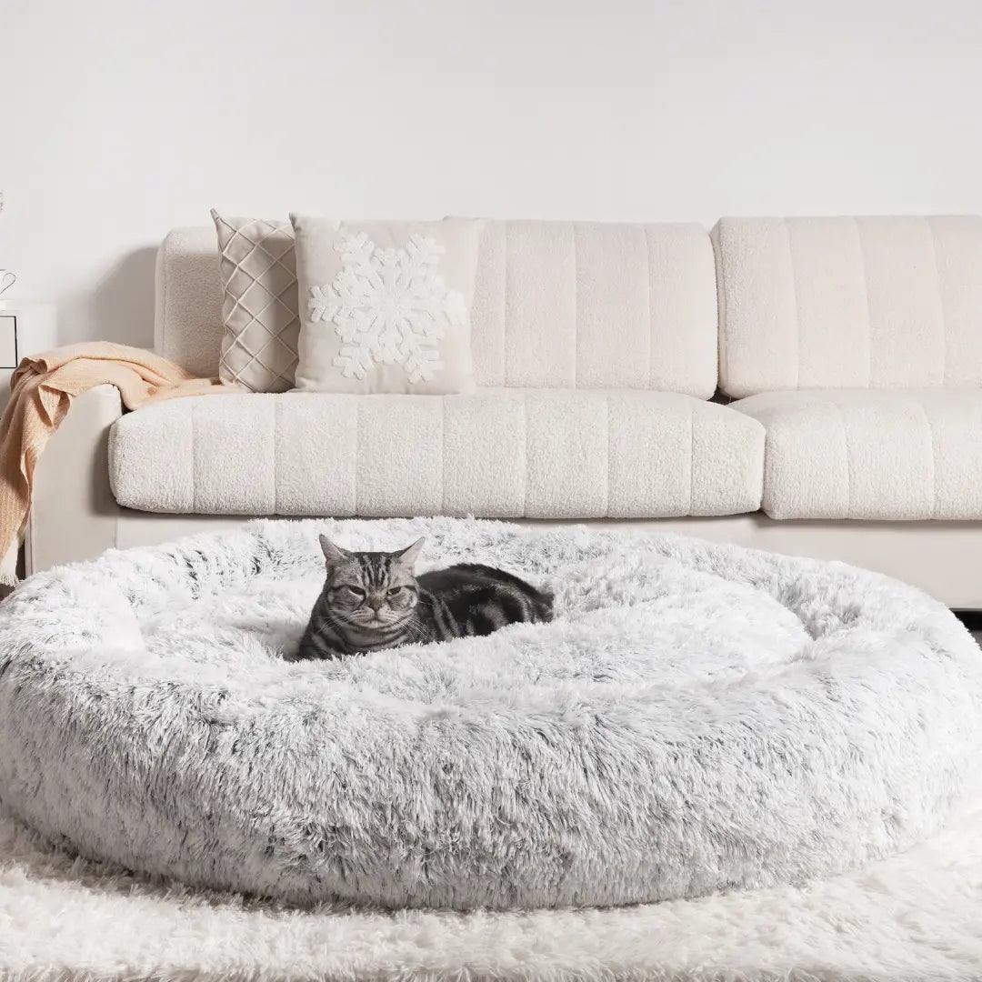 Cat Bed Soft Plush Round Pet Bed Comfort and Calm - Image 3