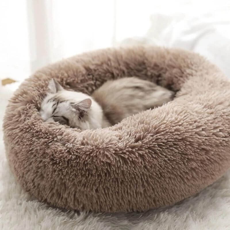 Cat Bed Soft Plush Round Pet Bed Comfort and Calm - Image 5