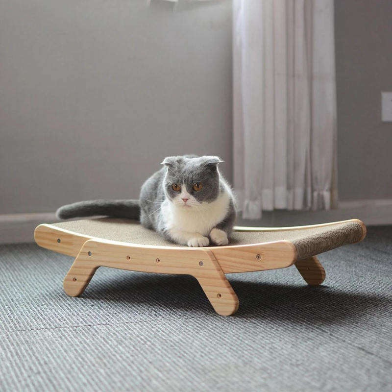 Cat Scratching Post Natural Wood Base Play and Relaxation - Image 1