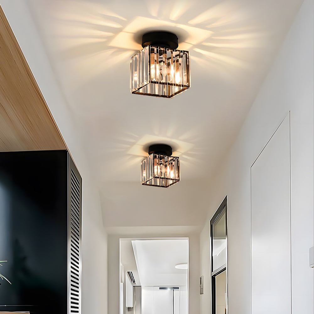 Ceiling Light Clear Glass Modern Striped Shade Flush Mount - Image 6