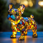 Colorful Dog Table Lamp Stained Glass Night Light - Image 1