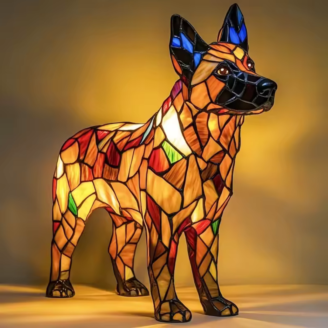 Colorful Dog Table Lamp Stained Glass Night Light - Image 11