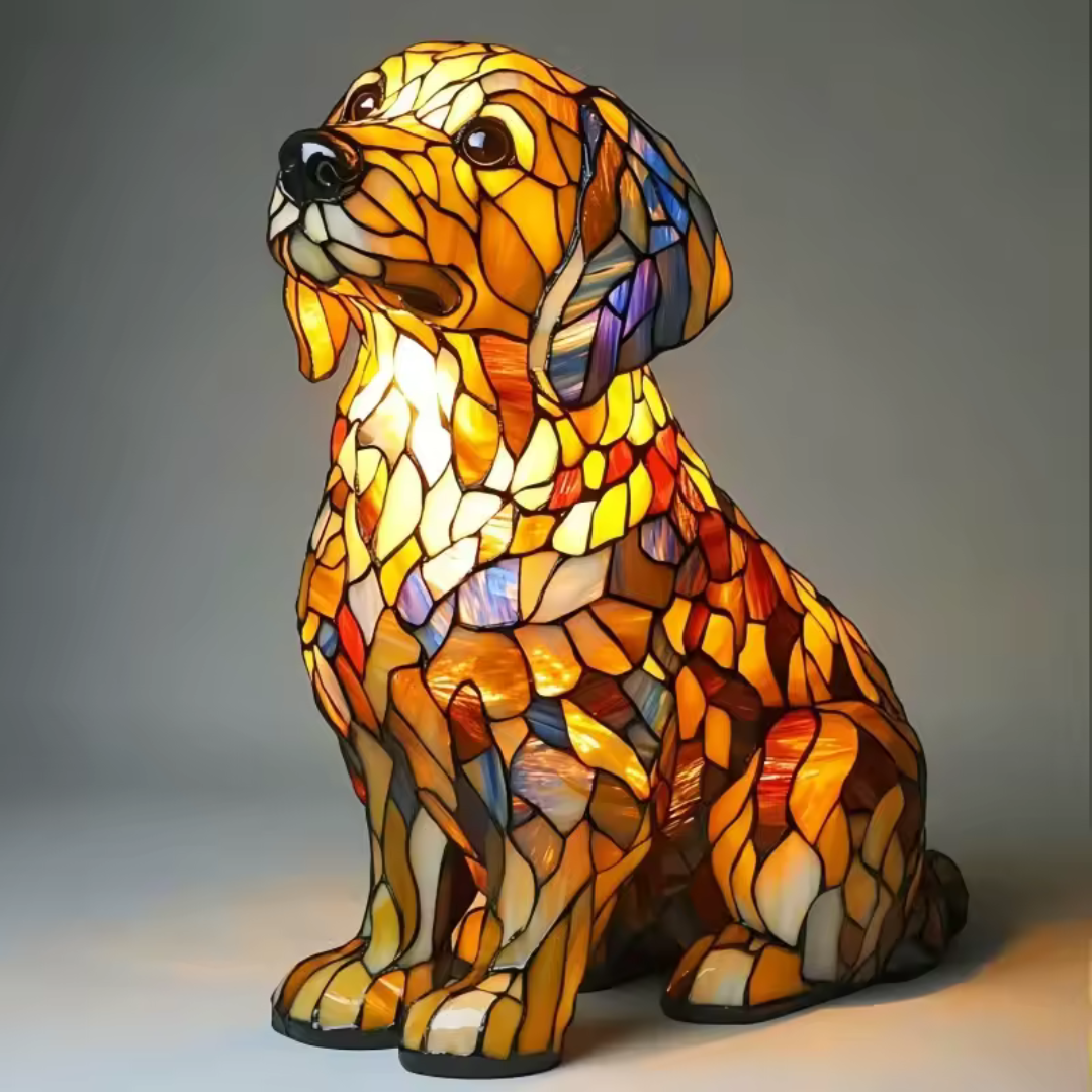 Colorful Dog Table Lamp Stained Glass Night Light - Image 12