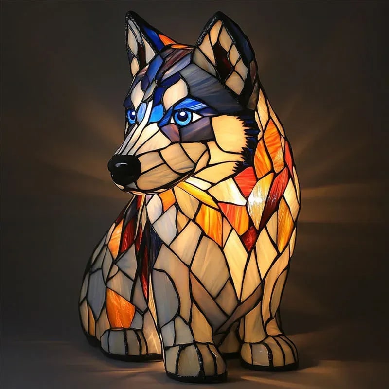 Colorful Dog Table Lamp Stained Glass Night Light - Image 13