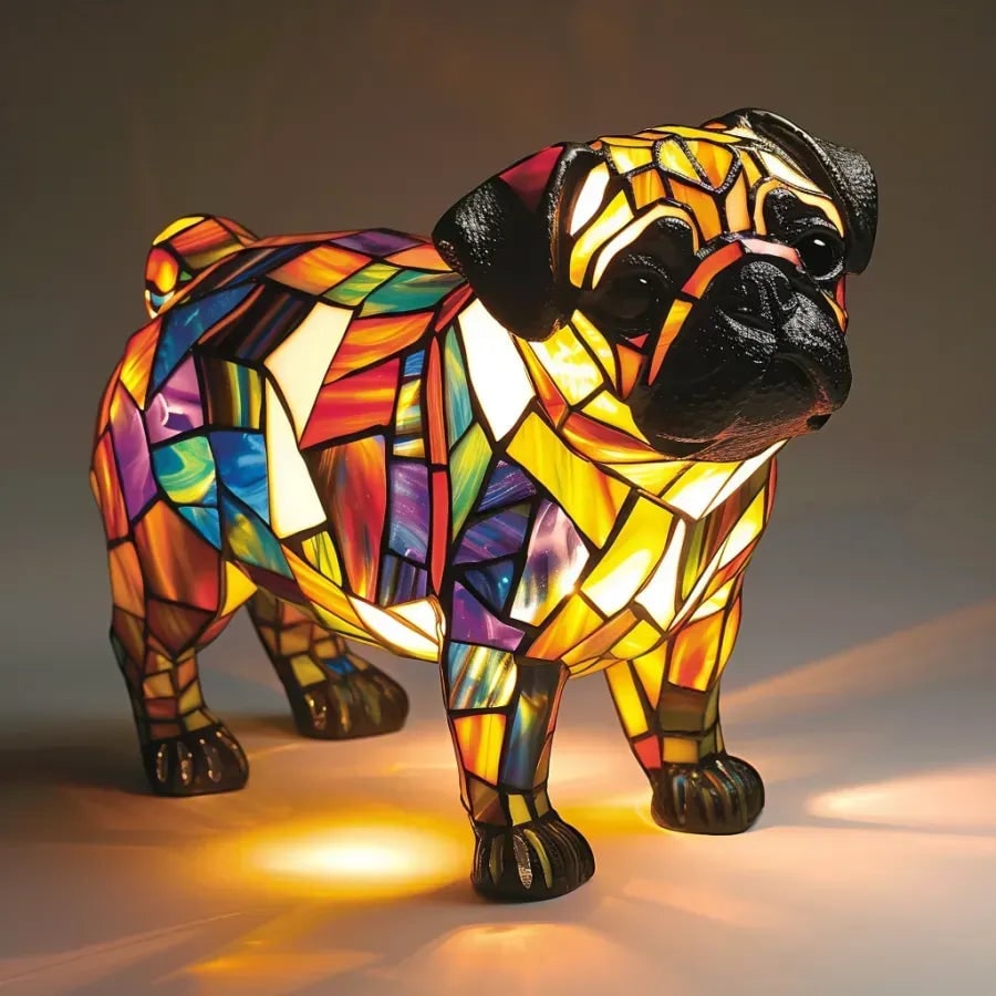 Colorful Dog Table Lamp Stained Glass Night Light - Image 14