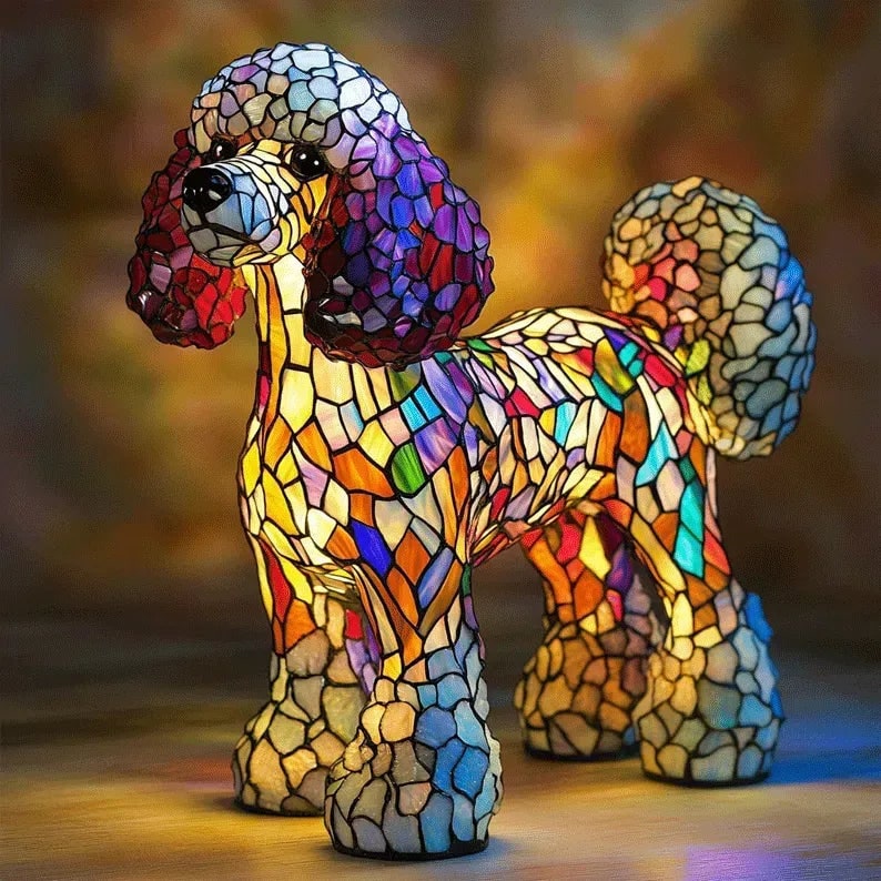 Colorful Dog Table Lamp Stained Glass Night Light - Image 15