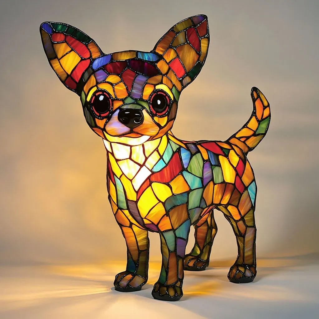 Colorful Dog Table Lamp Stained Glass Night Light - Image 8