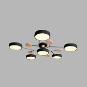 Contemporary Ceiling Round Iron LED and Wood Accents - Image 11