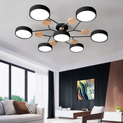 Contemporary Ceiling Round Iron LED and Wood Accents - Image 13