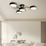 Contemporary Ceiling Round Iron LED and Wood Accents - Image 2