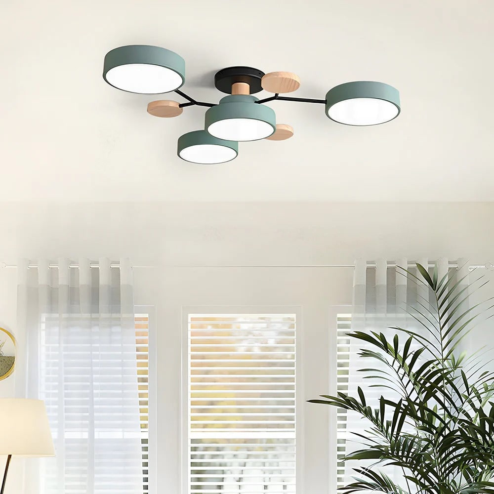 Contemporary Ceiling Round Iron LED and Wood Accents - Image 20