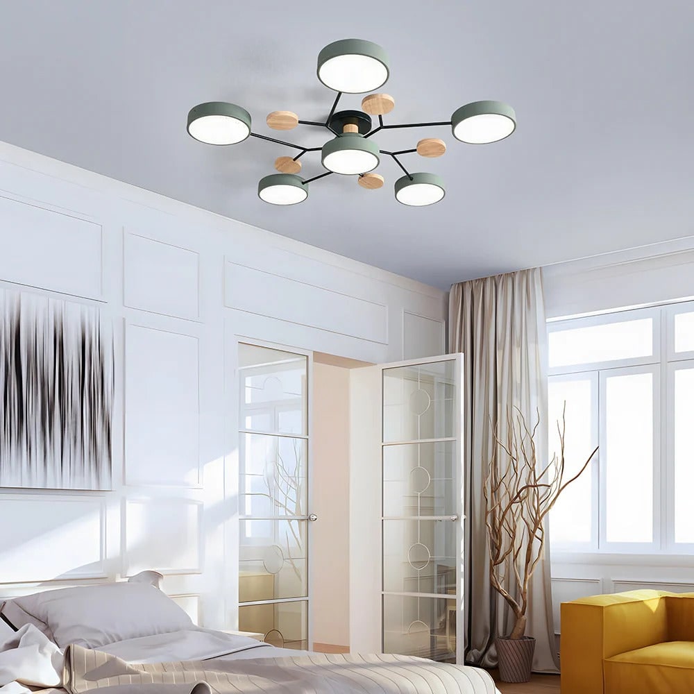 Contemporary Ceiling Round Iron LED and Wood Accents - Image 24
