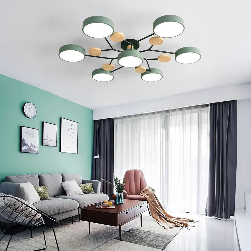 Contemporary Ceiling Round Iron LED and Wood Accents - Image 25