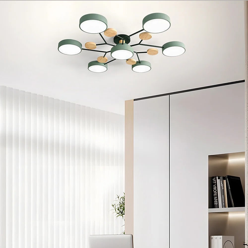 Contemporary Ceiling Round Iron LED and Wood Accents - Image 27