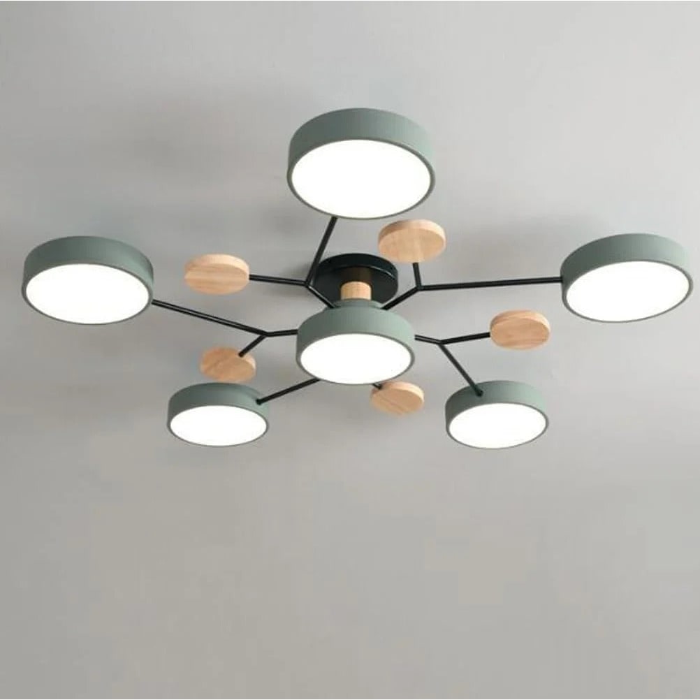 Contemporary Ceiling Round Iron LED and Wood Accents - Image 28