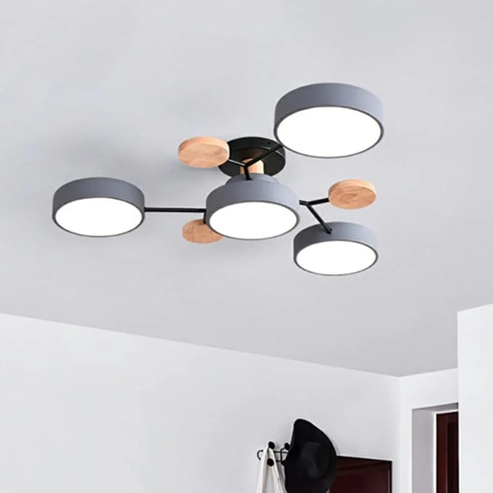 Contemporary Ceiling Round Iron LED and Wood Accents - Image 29