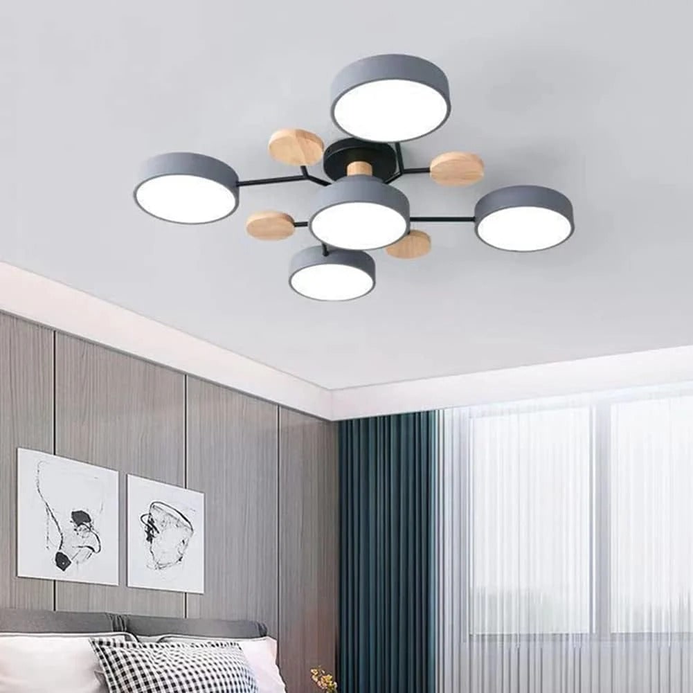 Contemporary Ceiling Round Iron LED and Wood Accents - Image 31
