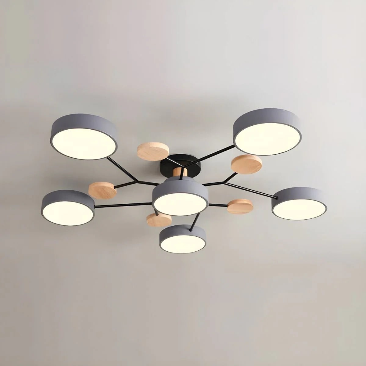 Contemporary Ceiling Round Iron LED and Wood Accents - Image 32